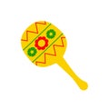 mexican musical instrument maracas in yellow color