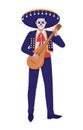 Mexican musician playing guitar semi flat color vector character Royalty Free Stock Photo