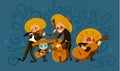 Funny Mariachi skeleton band playing musical instruments Royalty Free Stock Photo