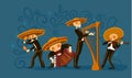 Cute Mariachi skeleton band playing musical instruments Royalty Free Stock Photo
