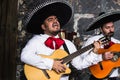 Mexican musicians mariachi in the studio