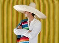 Mexican mustache man sombrero portrait shirt Royalty Free Stock Photo