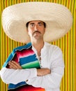 Mexican mustache man sombrero portrait shirt Royalty Free Stock Photo