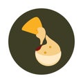 Mexican nacho cheese cream food block and flat icon