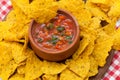 Mexican nacho chips and salsa Royalty Free Stock Photo