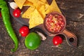 Mexican nacho chips and salsa dip Royalty Free Stock Photo