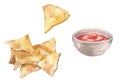 Mexican nacho chips and salsa sauce Royalty Free Stock Photo