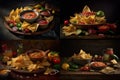 Mexican Nacho, Spicy Nachos With Tomato Sauce, Nachos Triangle Chips, Abstract Generative Ai Illustration