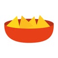 Mexican nachos bowl flat style icon vector design