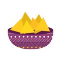 Mexican nachos bowl flat style icon vector design