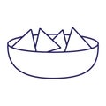 Mexican nachos bowl line style icon vector design