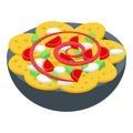 Mexican nachos icon isometric vector. Bowl food