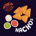 Mexican nachos poster. Mexico fast food eatery, cafe or restaurant advertising banner. Latin american cuisine nacho