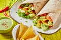 Mexican nachos torilla wraps with avocado Royalty Free Stock Photo