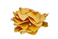 Mexican nachos tortilla chips heap, isolated on white Royalty Free Stock Photo