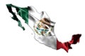Mexican National Flag With Eagle Coat Of Arms and Mexican Map 3D Rendering Royalty Free Stock Photo
