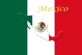 Mexican National Flag With Eagle Coat Of Arms, Text and Mexican Royalty Free Stock Photo