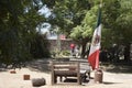 Mexican national flag in the outdoor gardens in Ciudad Queretaro Royalty Free Stock Photo