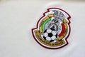 Mexican National Team white Logo Football Soccer close up to their logo on a jersey