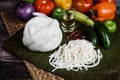 Mexican Oaxaca cheese with fresh ingredients in Mexico Latin America