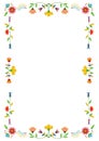 Mexican Otomi, Tenango embroidery style frame. Ethnic floral design. Royalty Free Stock Photo