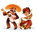 Mexican pair, man and woman in traditional clothes