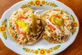 Mexican panuchos on wooden background Royalty Free Stock Photo