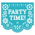 Party time! Papel Picado vector design, retro Mexican garland paper cutout pattern