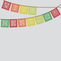 Mexican papel picado Paper flag decoration card