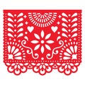 Mexican paper decorations - Papel Picado design, traditional fiesta banner inspired by garlands in Mexico