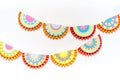 Mexican paper garlands decorating. Cinco De Mayo colorful traditional picado banner festive