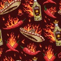 Mexican party pattern seamless colorful Royalty Free Stock Photo