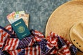 Mexican passport, peso, legalization in t United States for a Mexican citizen is naturalization Royalty Free Stock Photo