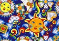 Mexican pattern with cute naive art items.