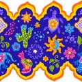 Mexican pattern with cute naive art items. Royalty Free Stock Photo