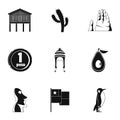 Mexican peso icons set, flat style