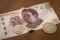 A 500 mexican pesos bill seems to be sad.