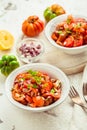 Mexican Pico de Gallo with ingredients - tomato salad, Mexica salsa