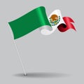 Mexican pin wavy flag. Vector illustration. Royalty Free Stock Photo