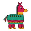 Mexican pinata donkey cartoon isolated icon