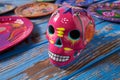 Mexican pink skull dia muertos craft