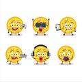 Mexican pizza cartoon character are playing games with various cute emoticons Royalty Free Stock Photo