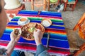 Mexican plate with different meat and guacamole Royalty Free Stock Photo