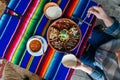 Mexican plate with different meat and guacamole Royalty Free Stock Photo