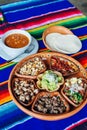 Mexican plate with different meat and guacamole Royalty Free Stock Photo