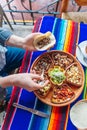 Mexican plate with different meat and guacamole Royalty Free Stock Photo