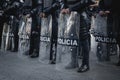 Mexican police women prepare to repress feminist protest Royalty Free Stock Photo