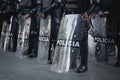 Mexican police women prepare to repress feminist protest Royalty Free Stock Photo