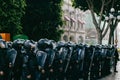 Mexican police women prepare to repress feminist protest Royalty Free Stock Photo