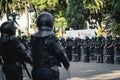 Mexican police women prepare to repress feminist protest Royalty Free Stock Photo